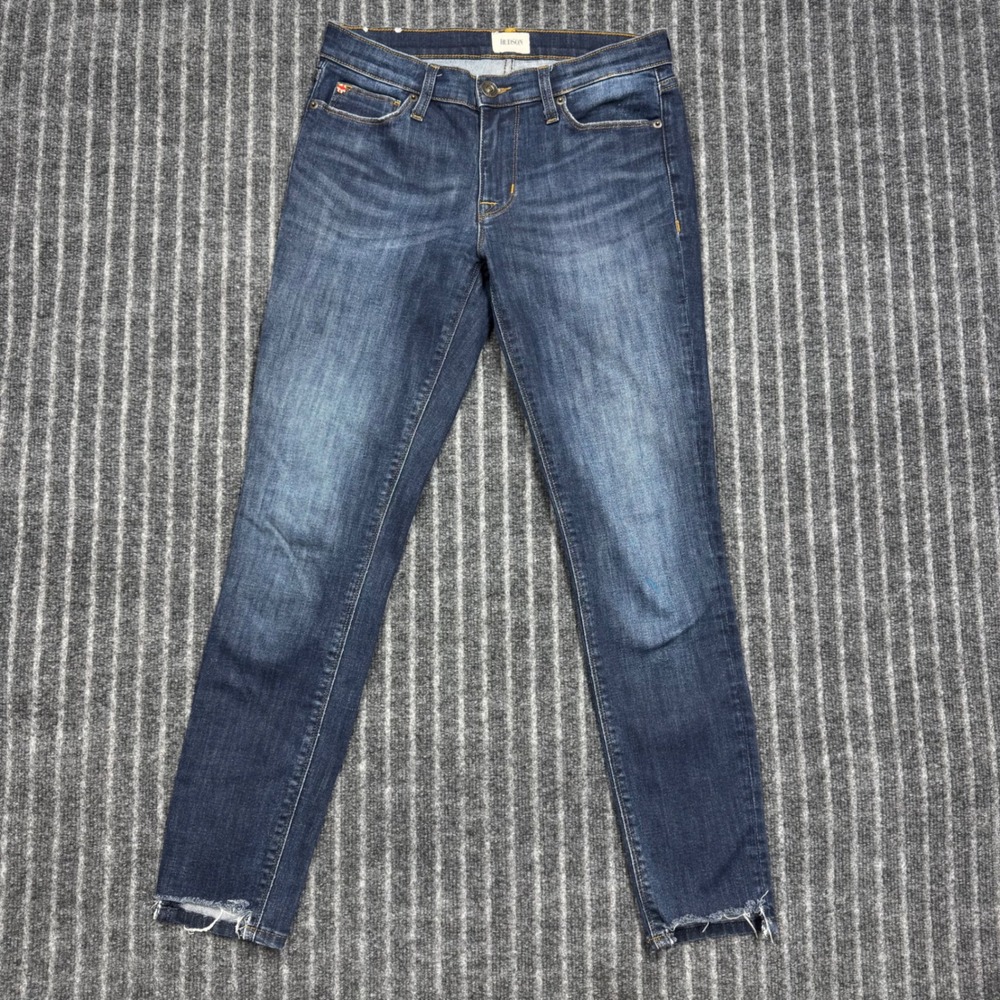 Hudson Womens Krista Super Skinny Jeans 27 Blue Raw Hem Stretch Denim Whiskered
